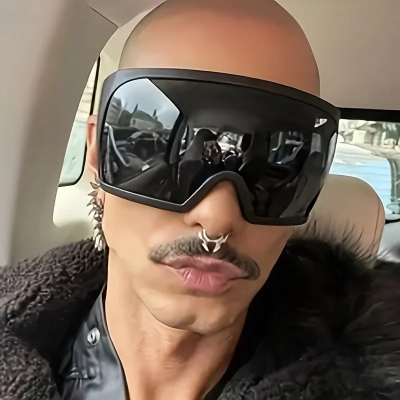 Sunglasses Uv400 - نظارات شمسية جديدة كبيرة الحجم للرجال،