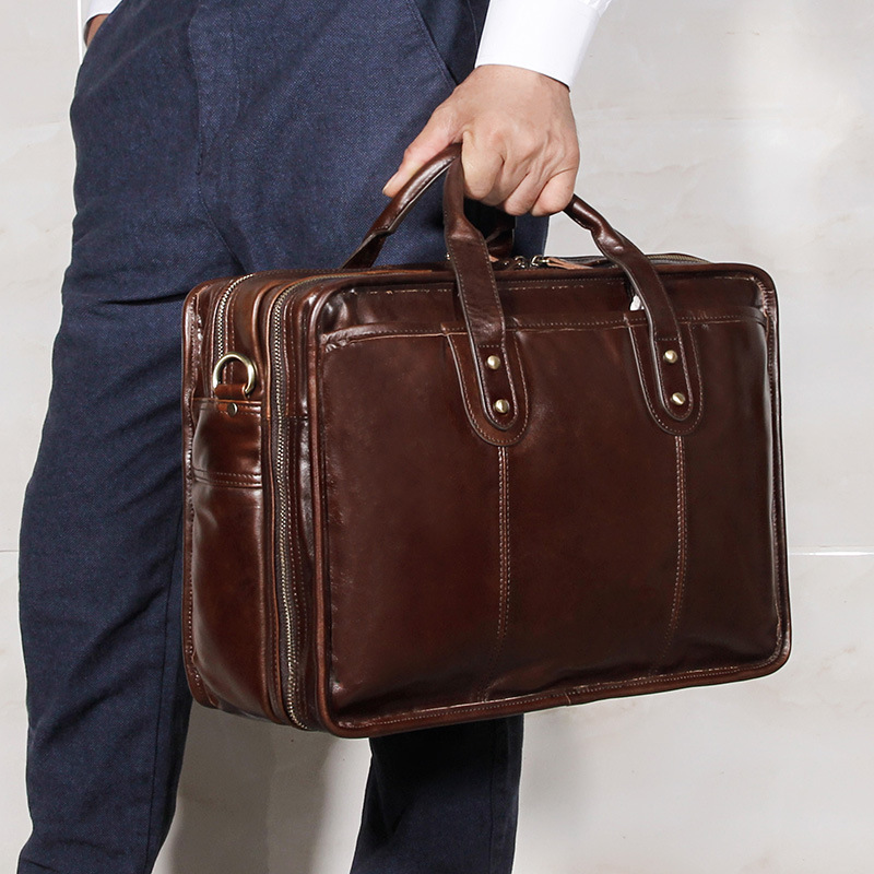 حقيبة يد رجالية من جلد البقر ا - مراجعة Leather Briefcase وسعره