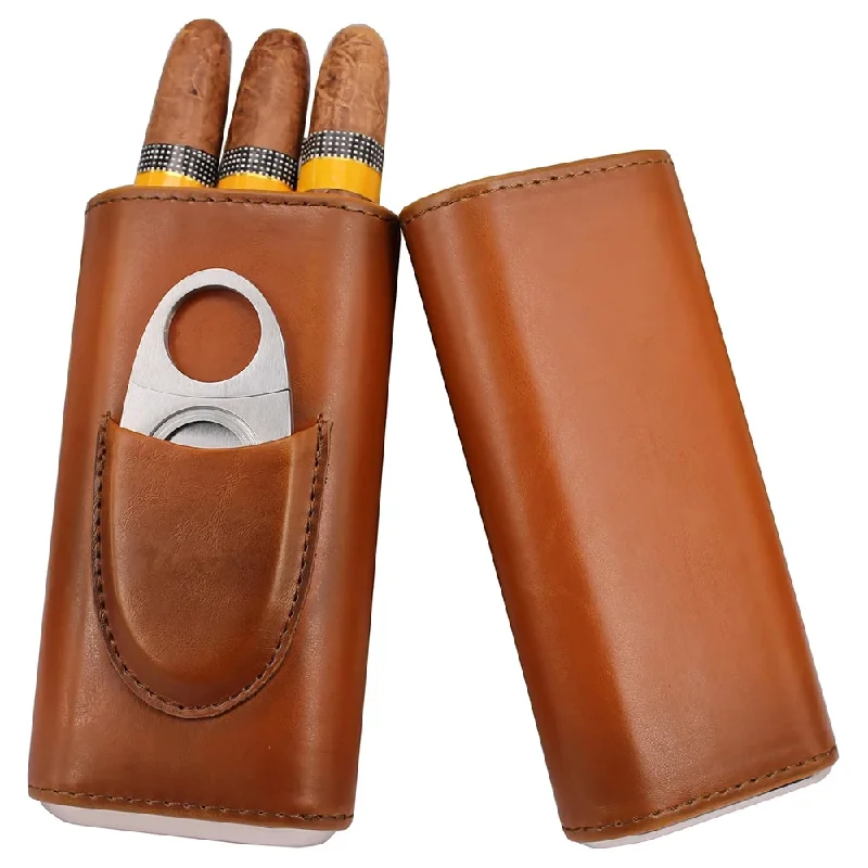 حافظة جلدية بثلاثة أقسام مع قا - مراجعة Premium Cigar Case وسعره