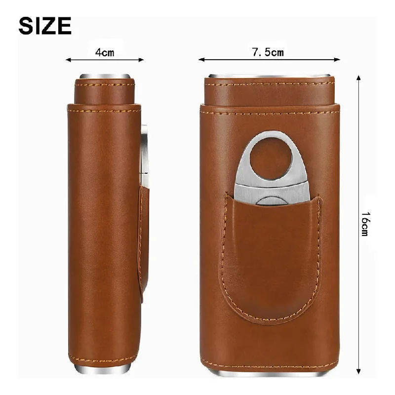 حافظة جلدية بثلاثة أقسام مع قا - مراجعة Premium Cigar Case وسعره