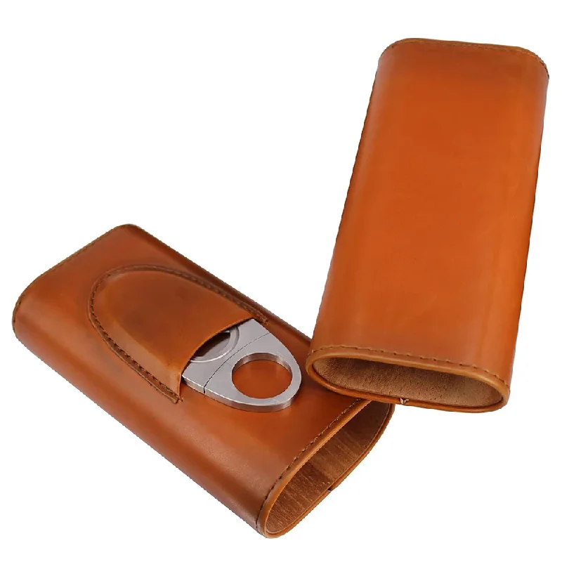 حافظة جلدية بثلاثة أقسام مع قا - مراجعة Premium Cigar Case وسعره