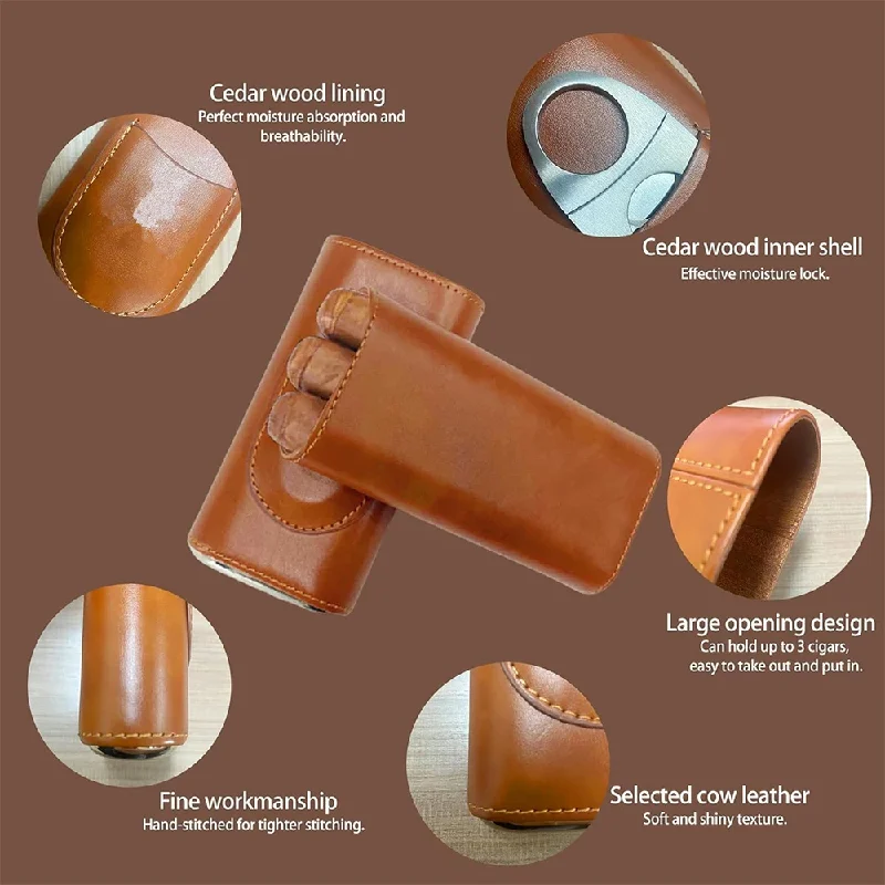 حافظة جلدية بثلاثة أقسام مع قا - مراجعة Premium Cigar Case وسعره
