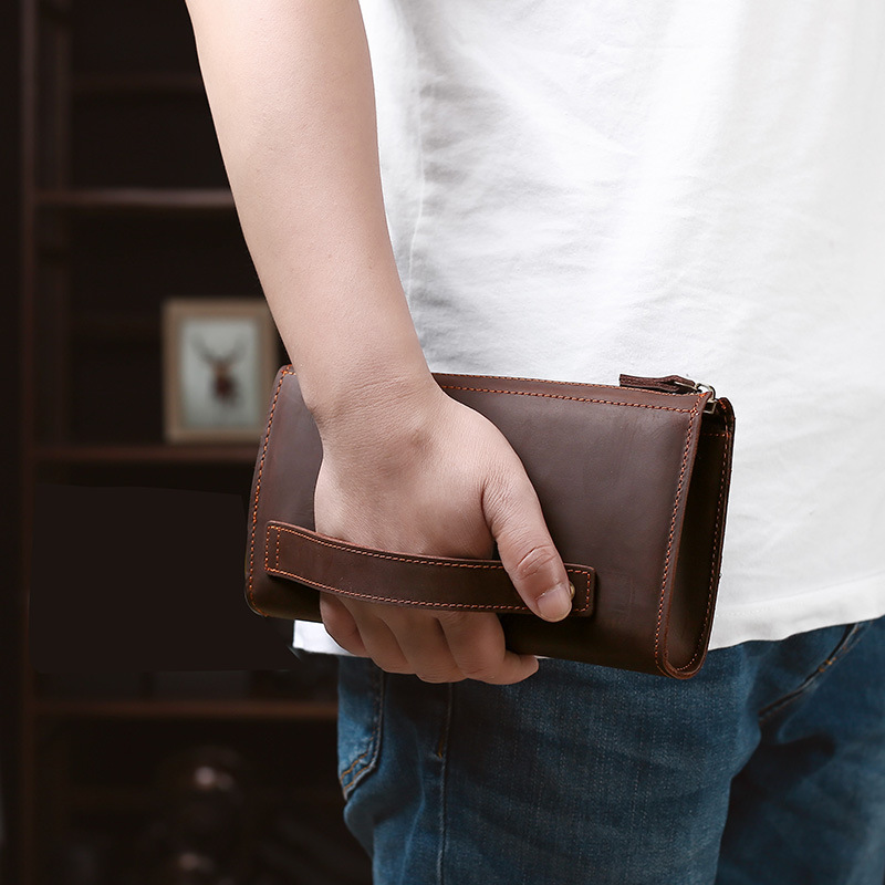 حقيبة يد رجالية طويلة من الجلد - مراجعة Leather Wallet Men وسعره