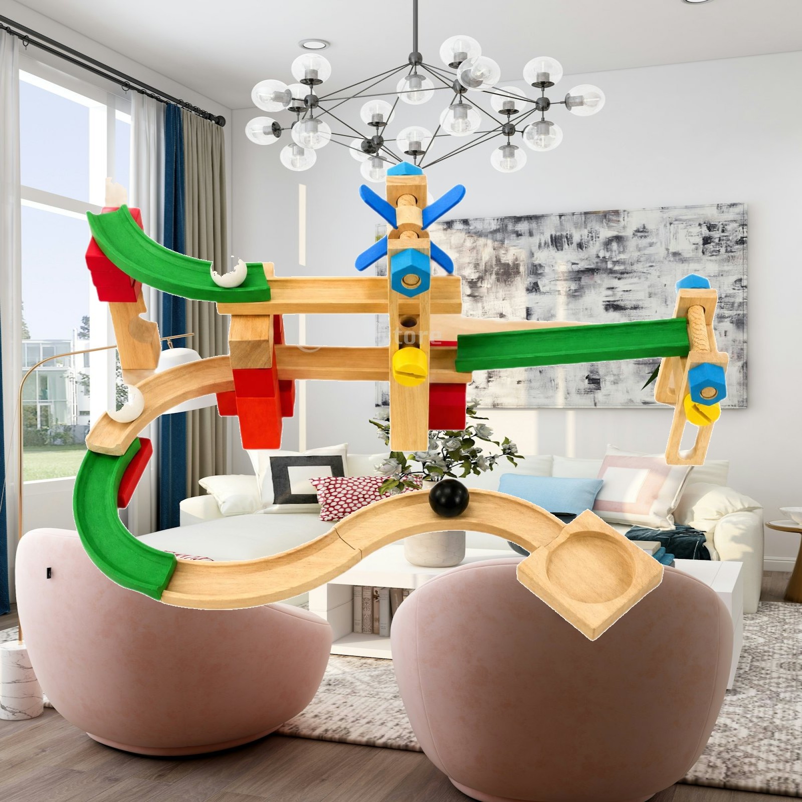 مسار ركوب الكرات الخشبي للأطفا - مراجعة Marble Coaster Set وسعره