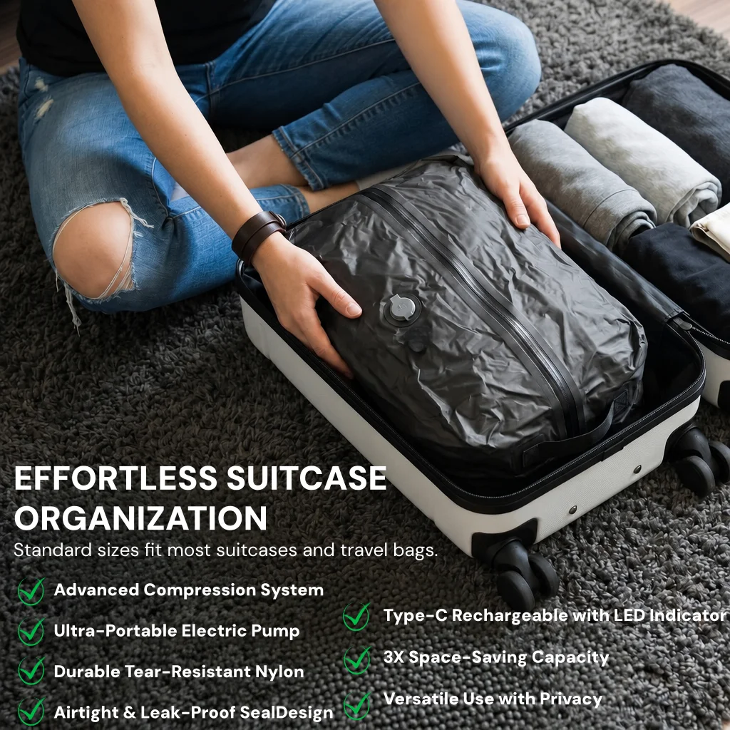 أكياس تخزين مضغوطة بالتفريغ ال - مراجعة Travel Luggage Set وسعره