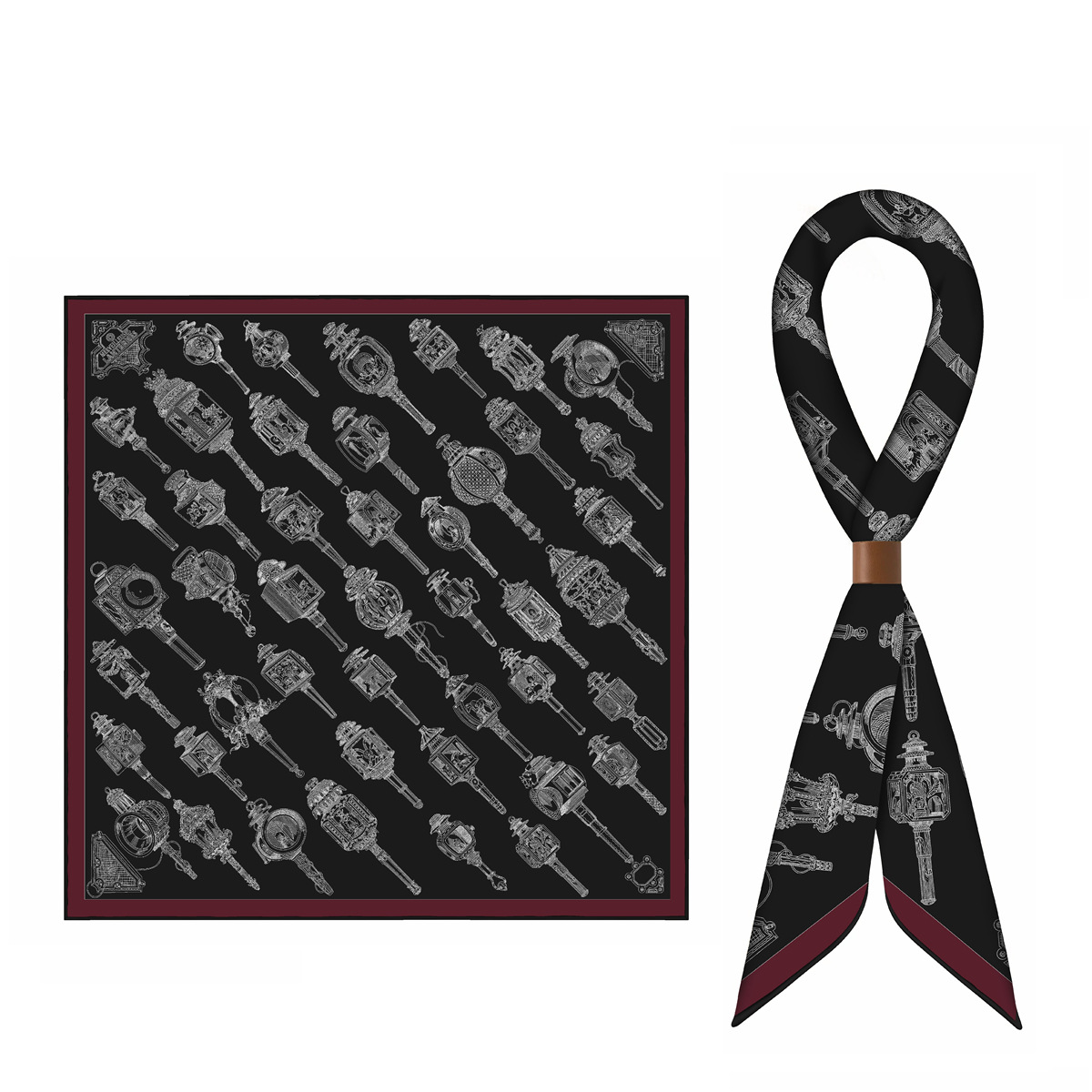 وشاح حرير كشمير فاخر أسود بتصم - مراجعة Cashmere Scarf وسعره